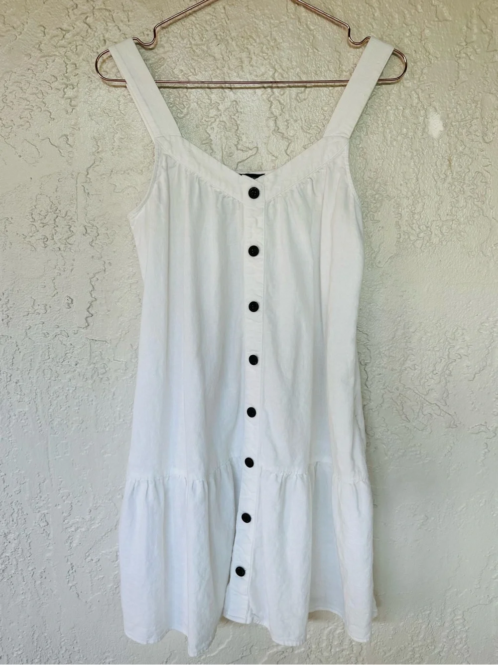 J. Crew White Button Front Swing Dress Sleeveless Cottagecore Boho Pockets Linen